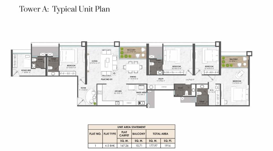 ACE-Abundance-Floor-Plan-4.5 BHK- 1916 Sqft